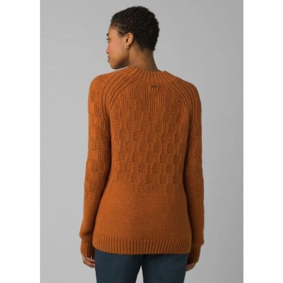 prAna Women's Red Mock Neck Raglan Sleeve Sky Meadow Sweater Size XS - Picture 2 of 7